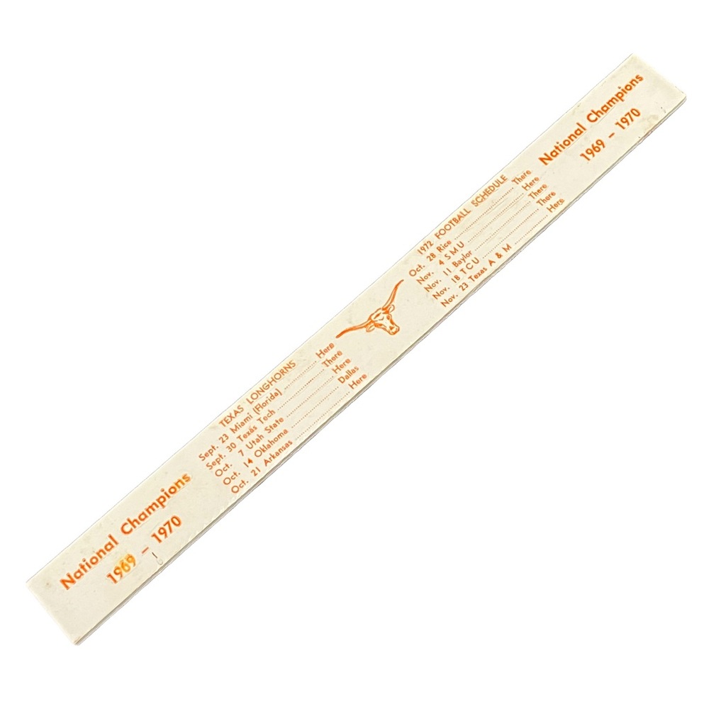 Vintage Texas Longhorns National Champions 1969-70 Ruler